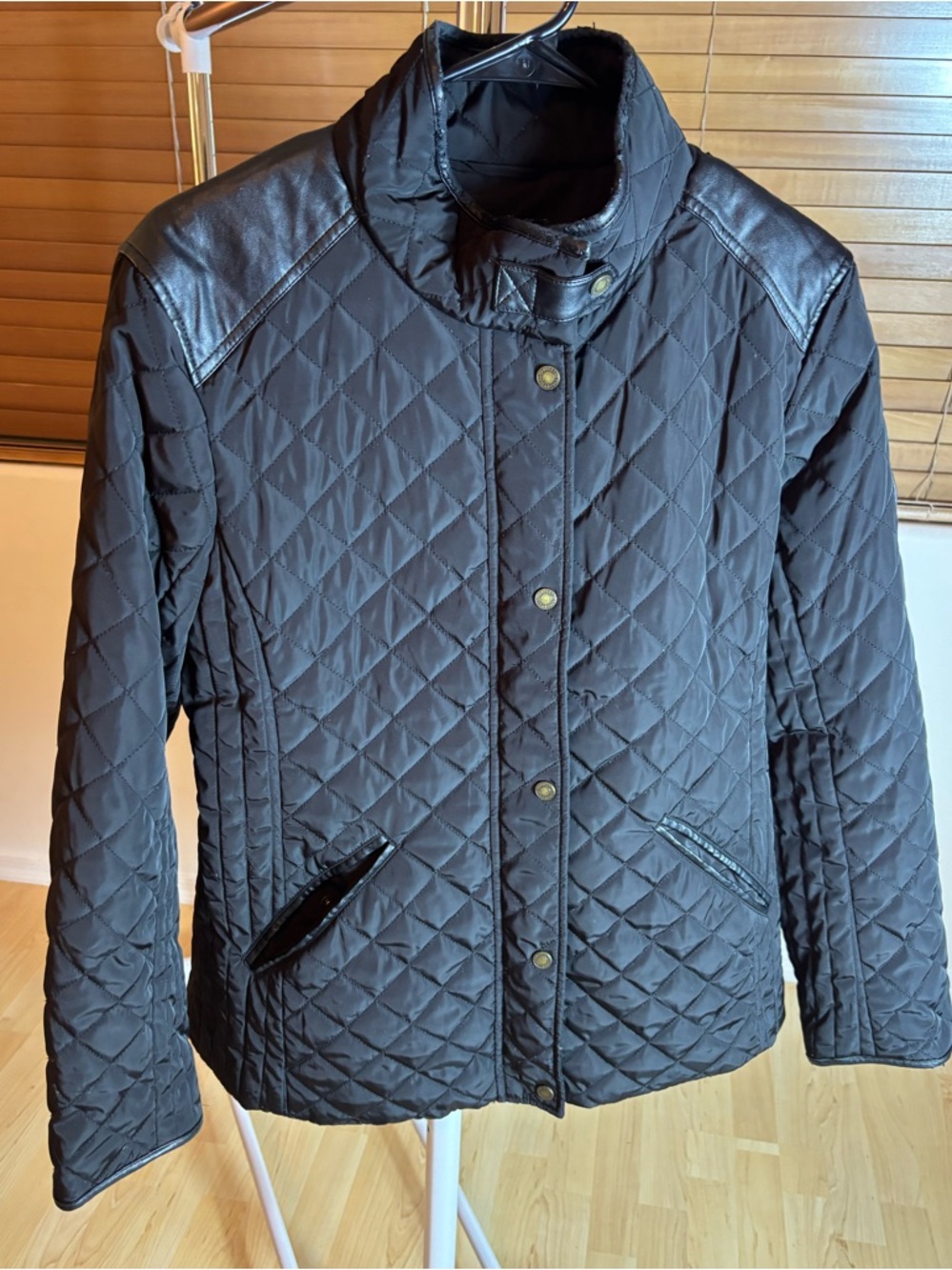 Lauren Ralph Lauren Black Quilted Puffer Jacket with Stand Collar